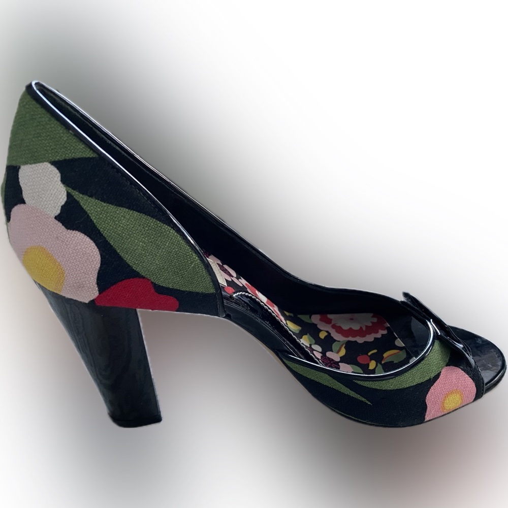 Kenzo Peep Toe Floral Heels - Size 7.5 (39) - Picture 5 of 9